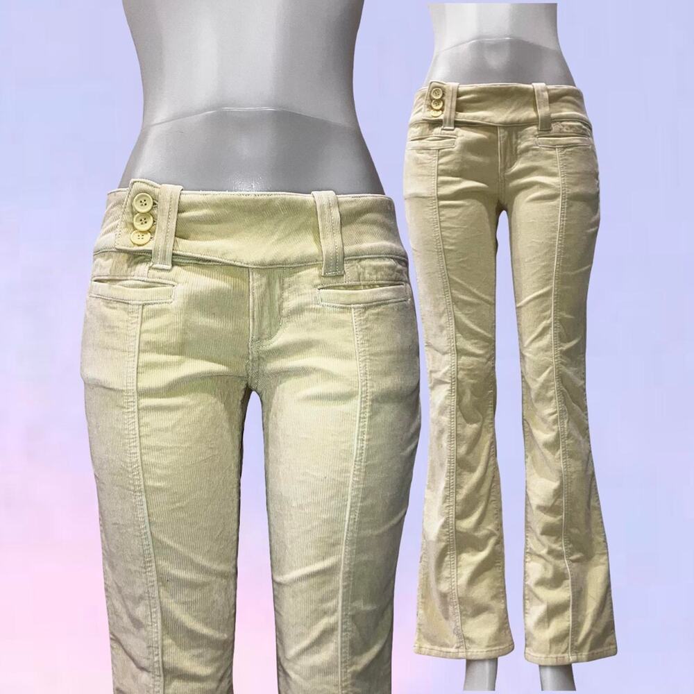 Vintage 90s y2k cream corduroy flare pants